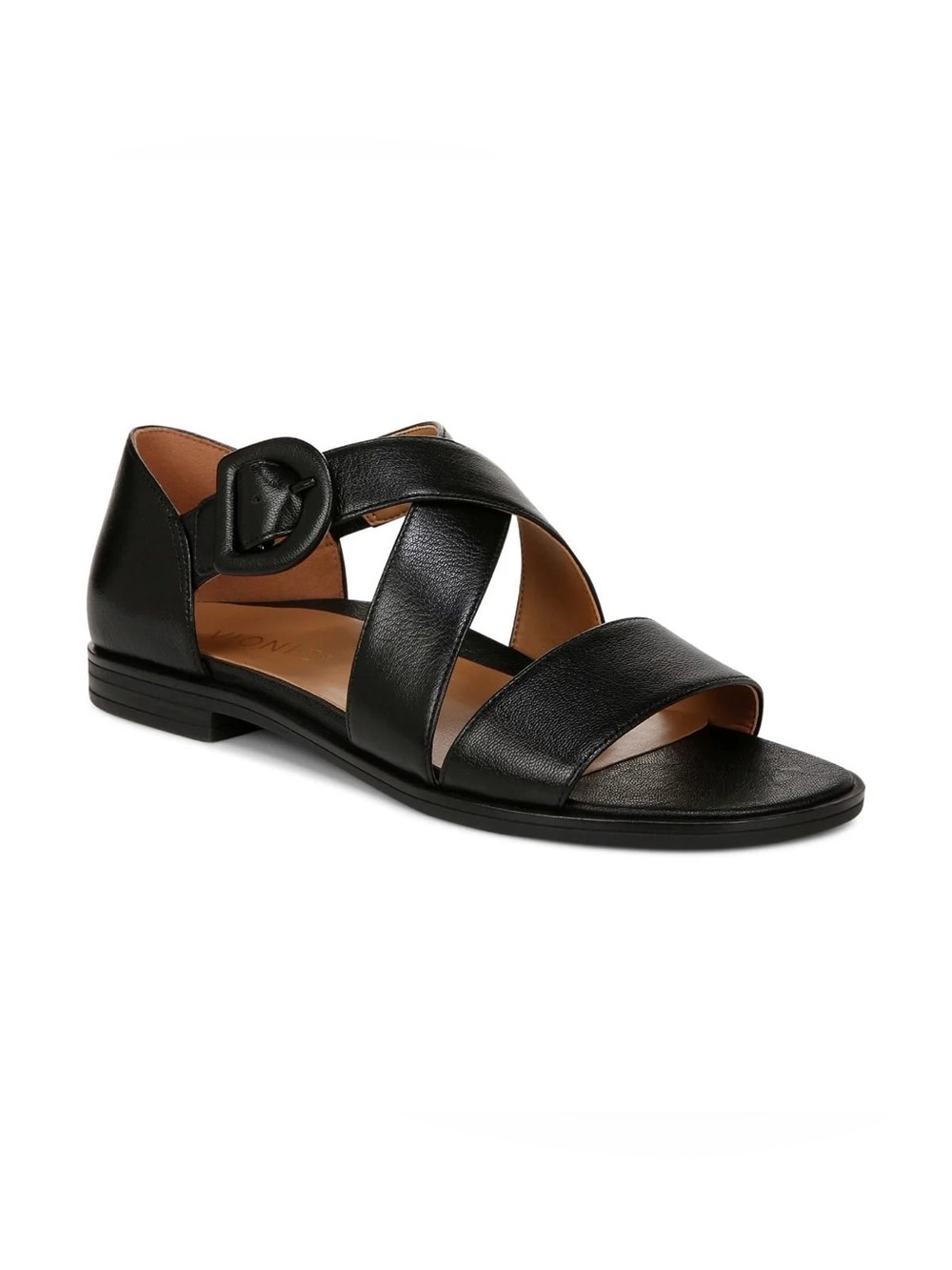 NEW VIONIC PACIFICA BLACK LEATHER SANDALS 8.5 W WIDE